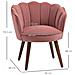 Poltrona Imbottita con Schienale a Conchiglia e Gambe in Legno, Poltrona in Velluto per Salotto e Camera, 66x66x78.5cm, Rosa - Foto miniatura 3