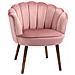 Poltrona Imbottita con Schienale a Conchiglia e Gambe in Legno, Poltrona in Velluto per Salotto e Camera, 66x66x78.5cm, Rosa - Foto miniatura 1