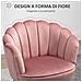 Poltrona Imbottita con Schienale a Conchiglia e Gambe in Legno, Poltrona in Velluto per Salotto e Camera, 66x66x78.5cm, Rosa - Foto miniatura 4