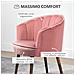 Poltrona Imbottita con Schienale a Conchiglia e Gambe in Legno, Poltrona in Velluto per Salotto e Camera, 66x66x78.5cm, Rosa - Foto miniatura 5