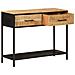 Tavolo Consolle 100x35x76 Cm In Legno Massello Di Mango E Ferro - Foto miniatura 2