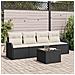 Set Divani Giardino 5 Pezzi con Cuscini Nero Rattan Sintetico, Divano Giardino 2 Posti con Ripostiglio e Cuscini Nero Rattan Sintetico - Foto miniatura 2