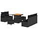 Set Divano da Giardino 8 Pezzi con Cuscini Nero Polyrattan Acacia, Divano da Giardino 2 Posti con Cuscini Nero Polyrattan, Set da Pranzo da Giardino 3 Pezzi con Cuscini Nero Polyrattan Acacia - Foto miniatura 1