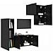 Mobile TV 4 pcs Rovere Nero Legno multistrato - Foto miniatura 3