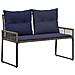 Panchina da esterno 4 pcs Grigio e Blu Navy polyrattan - Foto miniatura 1