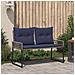 Panchina da esterno 4 pcs Grigio e Blu Navy polyrattan - Foto miniatura 3