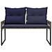 Panchina da esterno 4 pcs Grigio e Blu Navy polyrattan - Foto miniatura 5