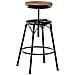 Sgabello Bar Tondo Beam Industriale Con Poggiapiedi I Sgabello Bancone In Legno E Metallo I Sgabello Cucina Altezza Regolabile ca. 70-90 CM Nero - Foto miniatura 1