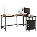 Scrivania Angolare Per Computer Stile Industriale Con Ripiano Laterale Nera - Foto miniatura 1