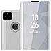 Custodia Compatibile Con Google Pixel 4a In Agata Argento - Clear View Specchio Coperchio Protettivo Con Funzione Di Supporto Protezione A 360 Gradi - Foto miniatura 1