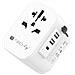 Adattatore Da Viaggio Universale 150 Paesi 2 Porte Usb-a E 1 Porta Usb-c Bianco - Foto miniatura 1