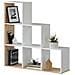 Libreria Cincinnati, Mobile Portalibri Bifacciale Con 6 Scomparti, Scaffale Divisorio Da Ufficio, 108x28h110 Cm, Bianco E Rovere - Foto miniatura 3