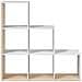 Libreria Cincinnati, Mobile Portalibri Bifacciale Con 6 Scomparti, Scaffale Divisorio Da Ufficio, 108x28h110 Cm, Bianco E Rovere - Foto miniatura 4