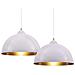 Coppia Lampadari Sospensioni In Metallo Moderno Design Industriale,attacco Lampadinae27,diametro Paralume 30 Cm. (bianco Oro) - Foto miniatura 1