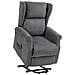 Poltrona Reclinabile Alzapersona con Telecomando, in Tessuto Effetto Lino, 74x94x111 cm, Grigio Scuro - Foto miniatura 1