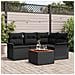 Set divani giardino 5 pezzi con cuscini polyrattan nero e acacia - Foto miniatura 2