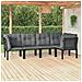 Set Salotto da Giardino 5 pz Nero e Grigio in Polyrattan - Foto miniatura 2