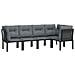 Set Salotto da Giardino 5 pz Nero e Grigio in Polyrattan - Foto miniatura 3