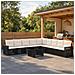 Set Divano da Giardino 10 pz Nero e Bianco Crema polyrattan - Foto miniatura 8