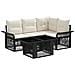Set Divano da Giardino 5 pz Nero e Bianco Crema polyrattan - Foto miniatura 1