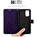 Custodia Compatibile Con Motorola Moto G51 5g In Lilla Scuro Fiore - Coperchio Protettivo In Design Floreale Con Chiusura Magnetica, Funzione Stand E Slot Per Carte - Foto miniatura 5