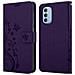 Custodia Compatibile Con Motorola Moto G51 5g In Lilla Scuro Fiore - Coperchio Protettivo In Design Floreale Con Chiusura Magnetica, Funzione Stand E Slot Per Carte - Foto miniatura 7
