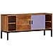 Mobile Tv Marrone Miele E Grigio 110x30x50cm In Legno Di Acacia - Foto miniatura 4