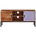 Mobile Tv Marrone Miele E Grigio 110x30x50cm In Legno Di Acacia - Foto miniatura 9