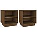 Comodini 2 Pz Miele 40x34x40 Cm In Legno Massello Di Pino - Foto miniatura 1