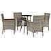 Set Bistrò da Giardino 5 pz con Cuscini in Polyrattan Grigio - Foto miniatura 1