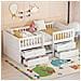 Letto A Mezza Altezza, 90*200cm, 4 Cassetti, Ringhiera, Scala, Legno Di Pino, Senza Materasso, Bianco - Foto miniatura 1