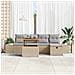 Set di Divano da Giardino 6 Pezzi con Cuscini Beige Polyrattan - Foto miniatura 3