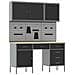 Set da lavoro con armadio e pegboard 8 pezzi nero in MDF e metallo - Foto miniatura 1