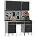 Set da lavoro con armadio e pegboard 8 pezzi nero in MDF e metallo - Foto miniatura 3