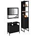 Set di mobili da bagno a 3 pezzi in legno ingegnerizzato nero - Foto miniatura 3