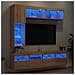 Set Mobili TV a Muro 7 pz con Luci LED Rovere Sonoma - Foto miniatura 2