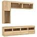 Set Mobili TV a Muro 7 pz con Luci LED Rovere Sonoma - Foto miniatura 3