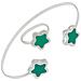 Set Bracciale E Anello In Argento 10µ Verde Con Fiori Di Colore - Foto miniatura 1
