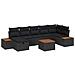 Set Divano da Giardino con cuscino 8 pcs Nero Poly Rattan - Foto miniatura 1