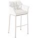 Sgabello Alto Bar DAMASO in Similpelle - Sedia Sgabello con Braccioli e Schienale Imbottiti e Poggiapiedi l Sgabello Fisso Bar Cucina Pub in Acciaio - H 83 cm Bianco Bianco - Foto miniatura 1