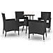Set Bistrò Da Giardino 5 Pz Con Cuscini In Polyrattan Nero - Foto miniatura 1