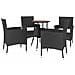 Set Bistrò Da Giardino 5 Pz Con Cuscini In Polyrattan Nero - Foto miniatura 2
