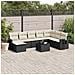 Set Divani Da Giardino 9 Pz Con Cuscini Nero In Polyrattan - Foto miniatura 3