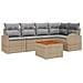 Set di Divano da Giardino 6 Pezzi con Cuscini Beige Polyrattan Acacia - Foto miniatura 1