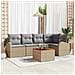 Set di Divano da Giardino 6 Pezzi con Cuscini Beige Polyrattan Acacia - Foto miniatura 2