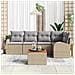 Set di Divano da Giardino 6 Pezzi con Cuscini Beige Polyrattan Acacia - Foto miniatura 3