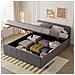 Tampa Letto Con Box Contenitore 140x190cm In Velluto Grigio - Foto miniatura 3