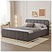 Tampa Letto Con Box Contenitore 140x190cm In Velluto Grigio - Foto miniatura 5