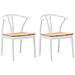 Sedia da pranzo 2 pcs Bianco e Naturale Legno di gomma solido - Foto miniatura 1