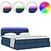 Letto con luci a strisce a LED Blu 180 x 200 cm Tessuto - Foto miniatura 4